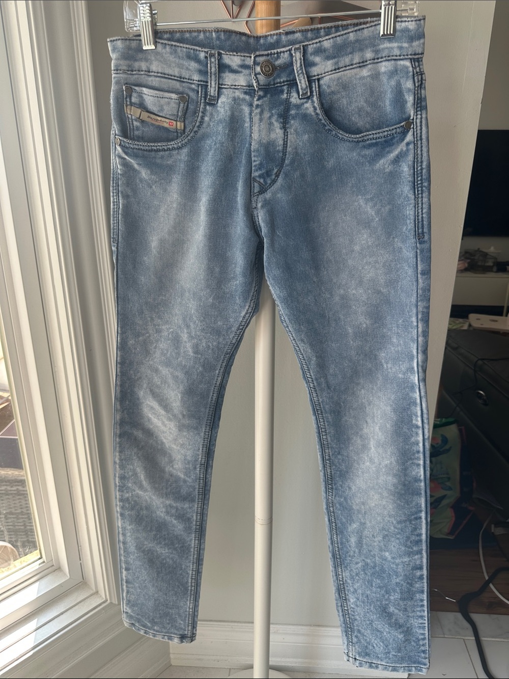 Y2K Vintage DIESEL Men's Light Acid Wash Blue Jeans Slim Fit Made in Italy Sz 31